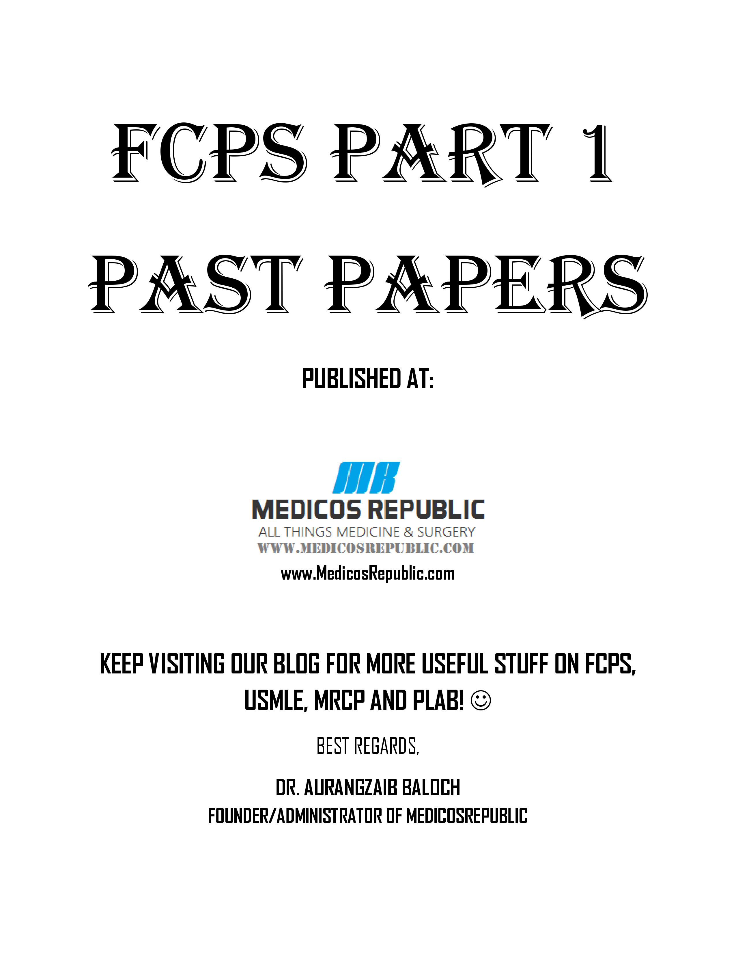 FCPS Part 1 Past Papers