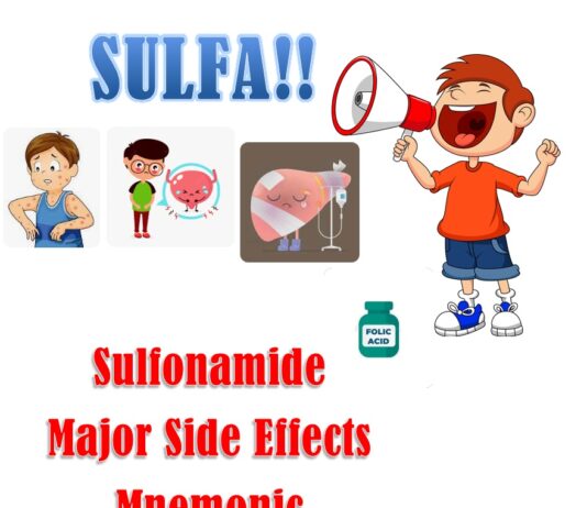 Sulfonamide Major Side Effects Mnemonic