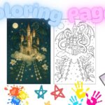 Free Coloring Page Floating Castle on a Cloud